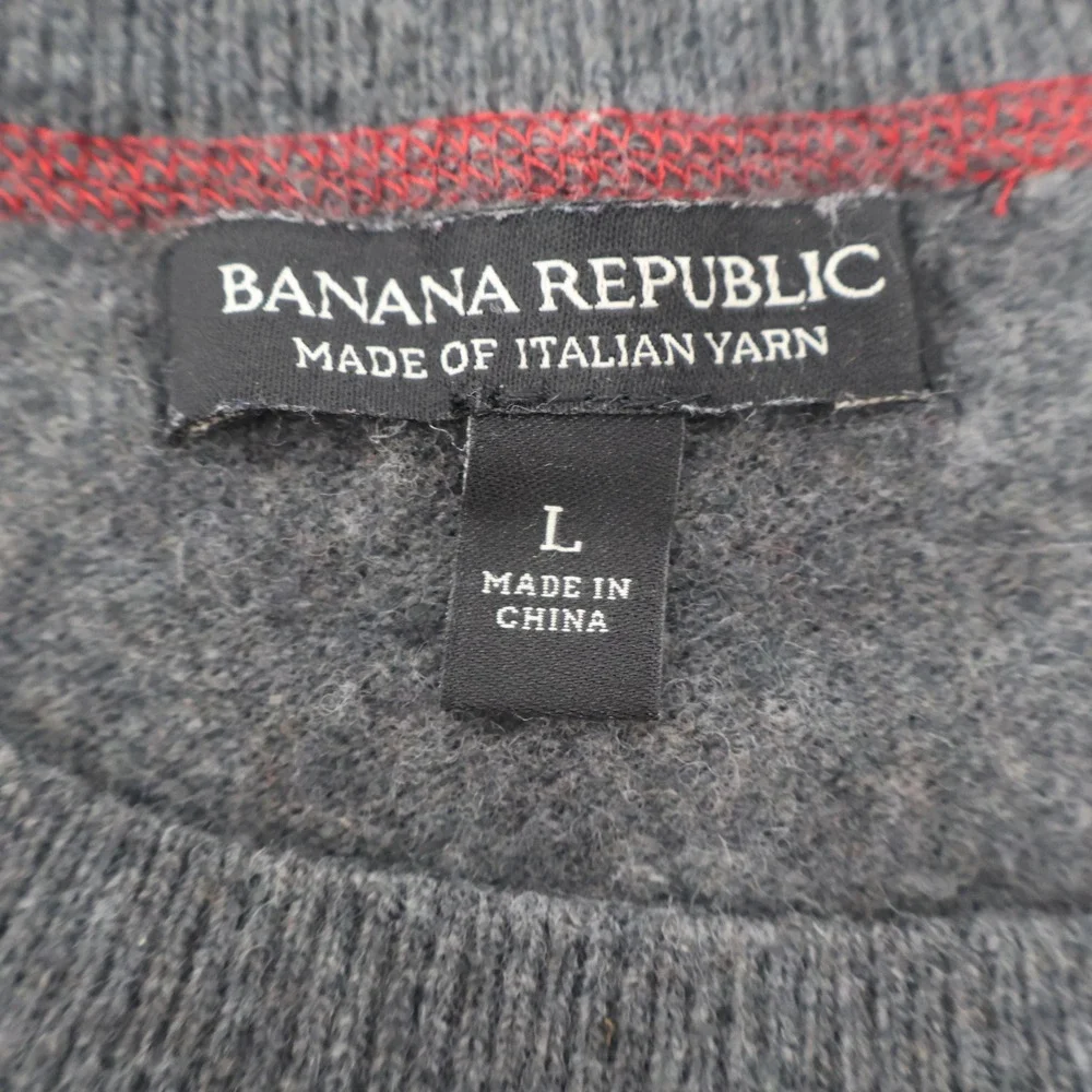 Banana Republic Merino Wool Sweater Mens L Grey Italian Yarn Crewneck J1101
